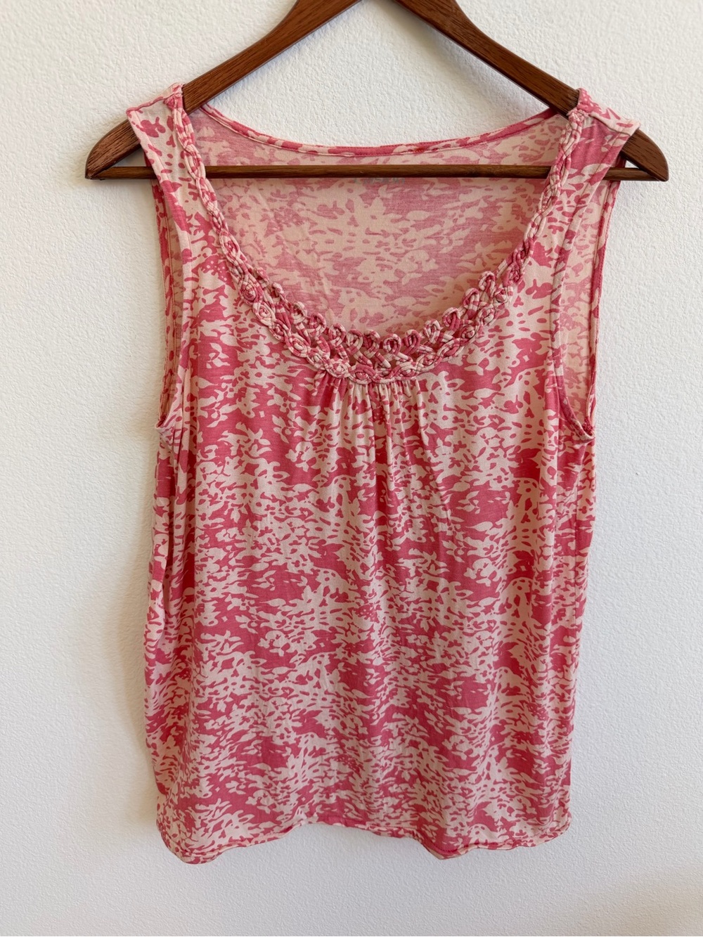 Caslon Pink and Cream Braided Scoop Tank